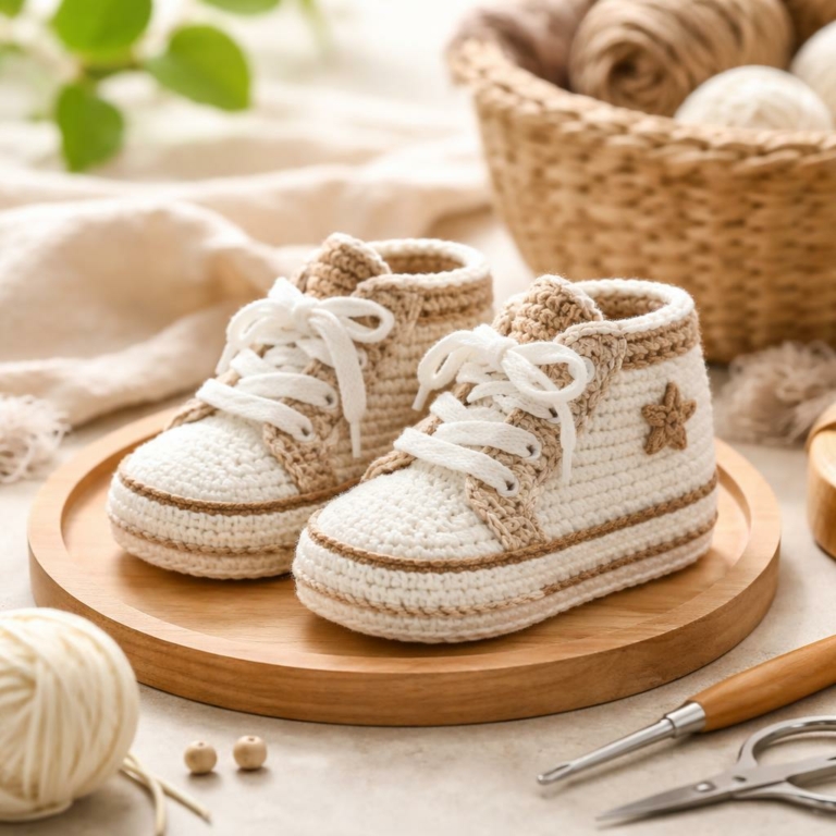 Baskets bébé au crochet — Patron DIY facile pour chaussons faits main